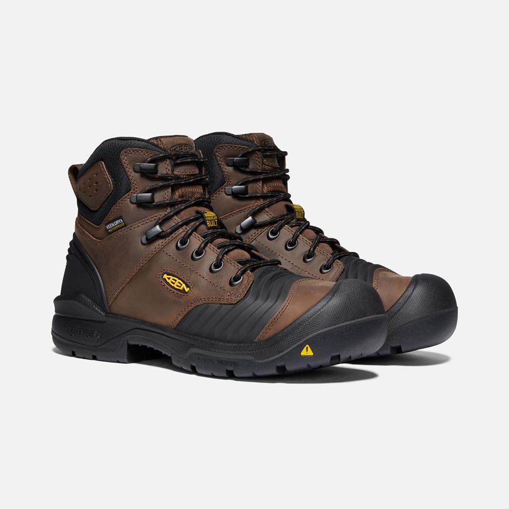 Botte de Travail Keen Homme Marron/Noir | Portland 6\" Waterproof (Carbon-Fiber Toe) | ZXCUN-7364